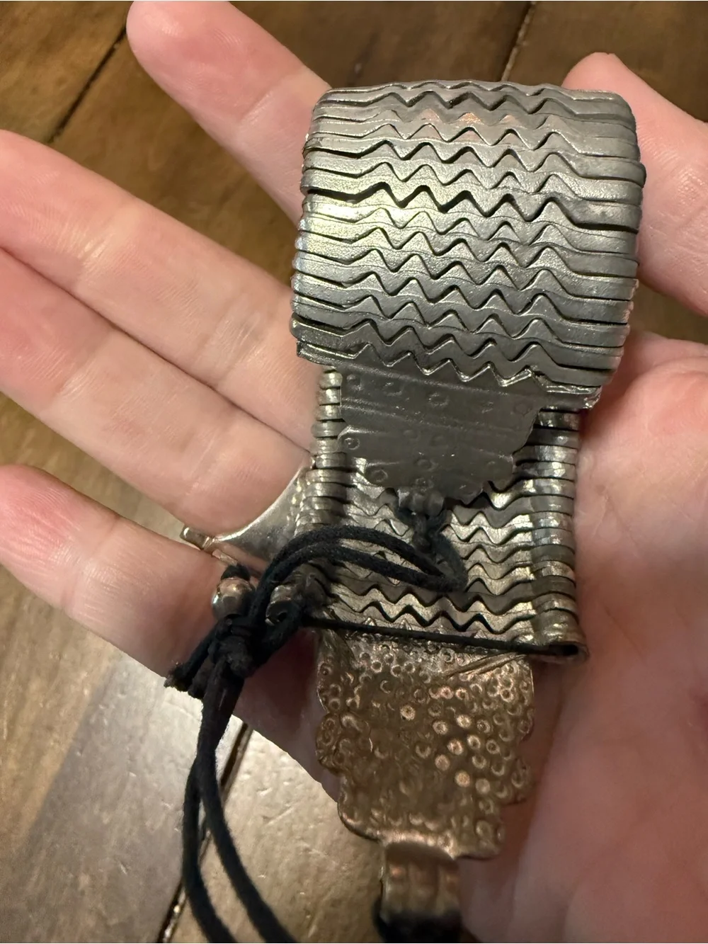 Rajasthan Silver-Plated Scale Cuff Bracelet with Cord Closure, 3.5 cm Wide